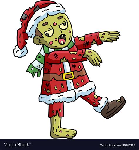 Zombie Santa Outfit Cartoon Colored Clipart Vector Image