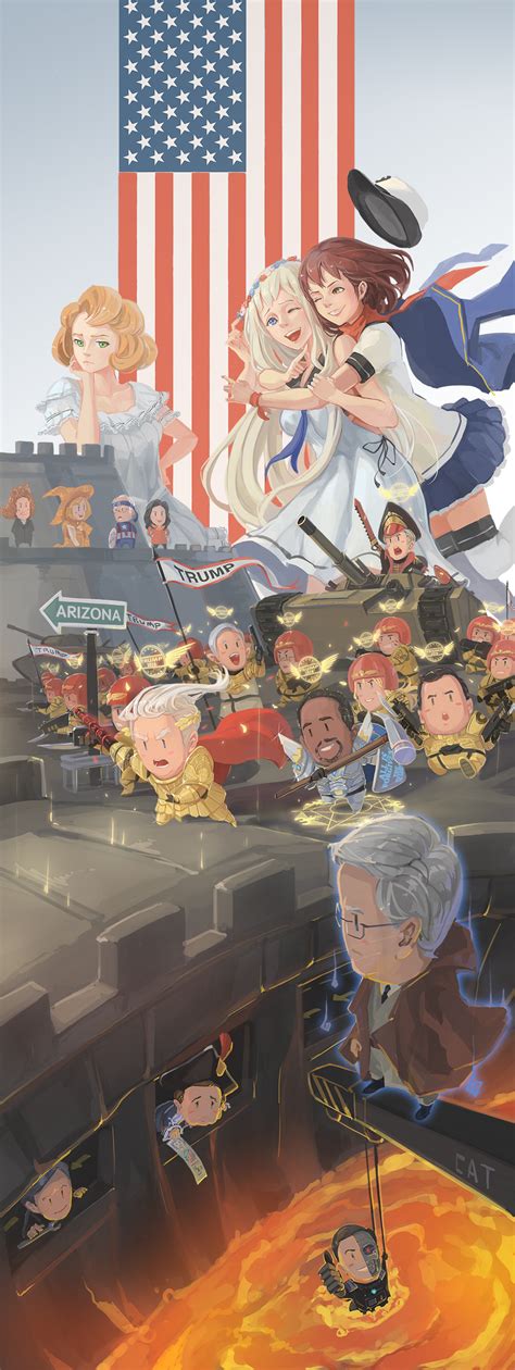 Safebooru - absurdres american flag apron battle bayonet ben carson