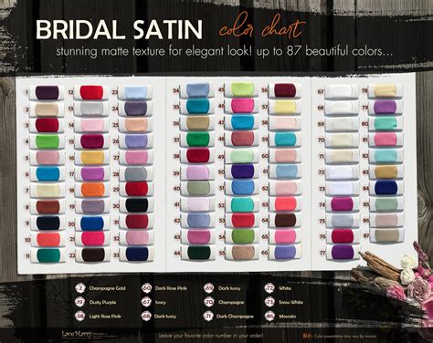 Lacemarry Color Charts Of Satin Chiffon Taffeta And Strength Satin