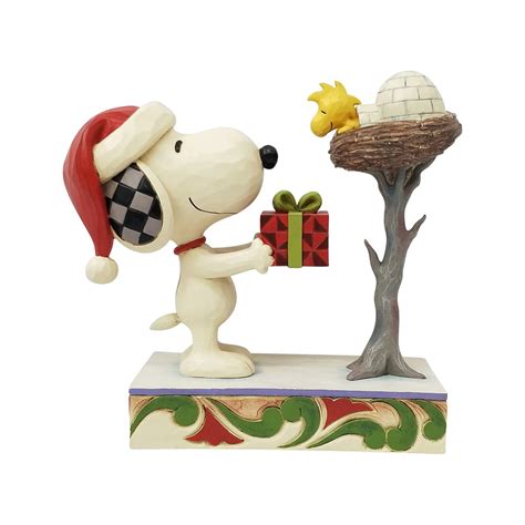 Peanuts Snoopy Giving Woodstock A T A Snowy T Statue By Jim Shore