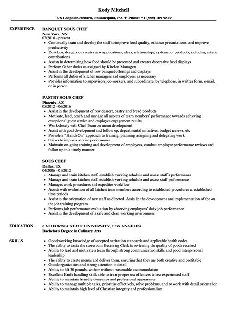 Sous Chef Resume Samples 2023