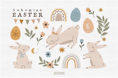Bohemian Easter Collection Illustrations ~ Creative Market
