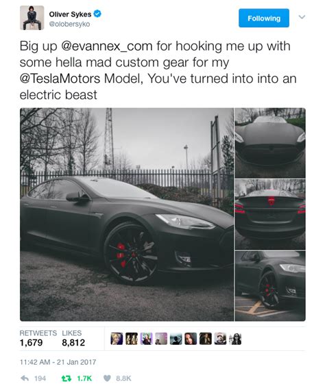 Check Out Oli Sykes Pimped Out Tesla Model S
