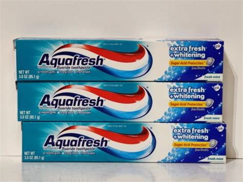 3 Packs Aquafresh Extra Fresh Whitening Toothpaste Fresh Mint Fluoride