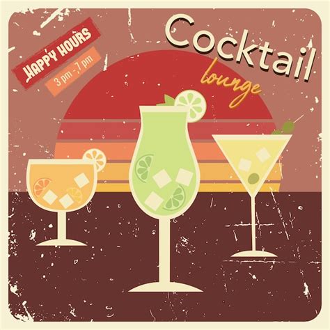 Premium Vector Poster With Drinks In Retro Style