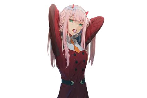 Zero Two Anime Girl With Pink Hair And Horns