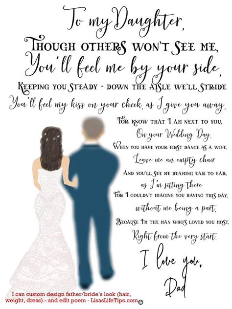 To My Daughter Brunette Wedding Day Poem From Father Who Cannot Be