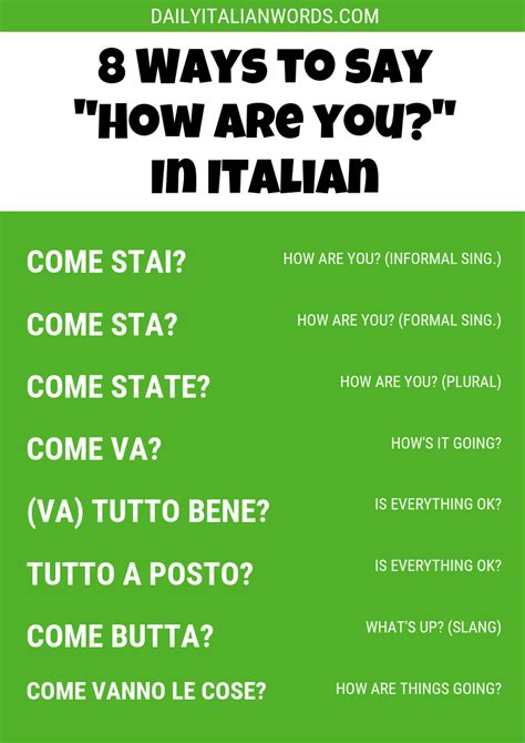 8 Ways To Say How Are You In Italian Words And Phrases Italian