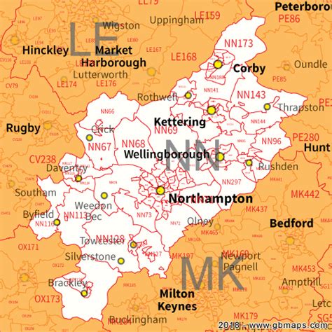northampton postcode area district and sector maps in editable format