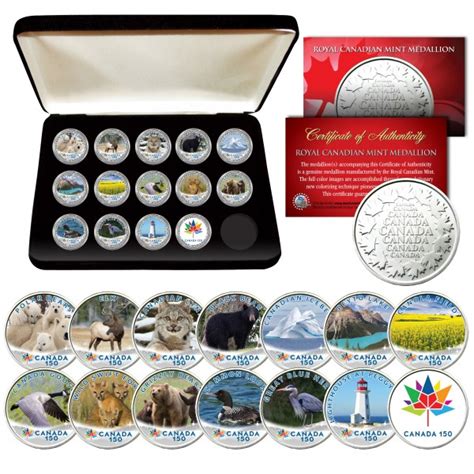 Canada 150 Anniversary Rcm Royal Canadian Mint Colorized Medallions