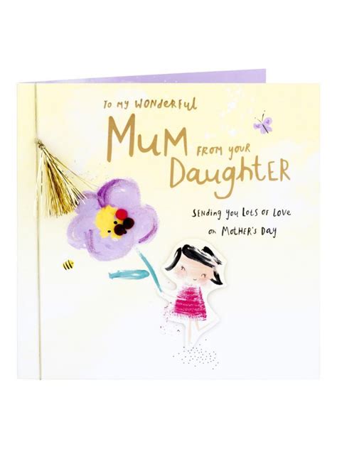 Mum From Your Daughter Gold Tassle Mothers Day Card Mothers Day Captions Happy Mothers Day