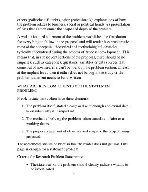 Statement Of The Problem Sample Thesis Business Coolessay