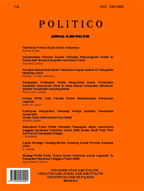 Politico Jurnal Ilmu Politik