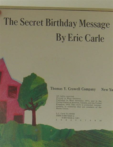 The Secret Birthday Message Eric Carle 1st Edition