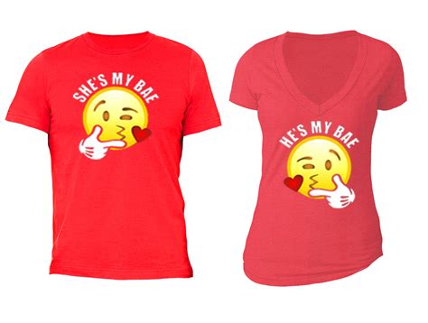 couples matching shirts emoji he s bae matching couple vneck crewneck t shirts ebay