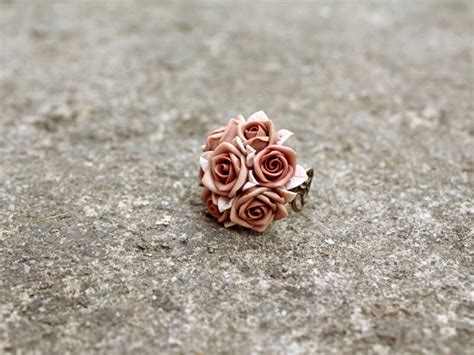 Brown Rose Ring Made By Polymer Clay By Joyloveclay On Etsy