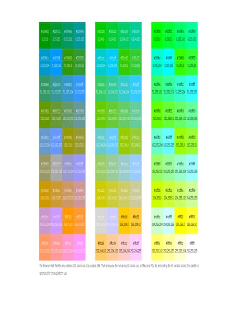 Rgb Html Color Codes Chart Free Download