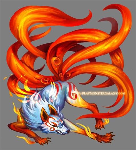 Nine Tailed Fox By Derlaine8 On Deviantart Cute Fantasy Creatures