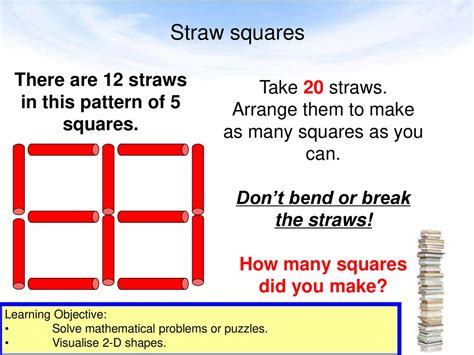 Straw Squares There Are 12 Straws In This Pattern Of 5 Squares Ppt