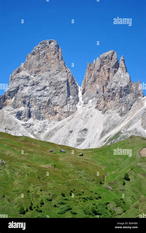 Summer Portrait Of Italian Dolomites In Val Di Fassa South Tyrol Alps