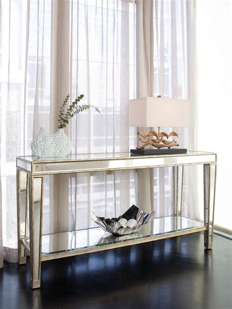 Modern Mirrored Console Table With Wooden Lamp Hgtv