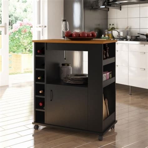 Williams Kitchen Island Microwave Cart With Rolling Casters Black 17