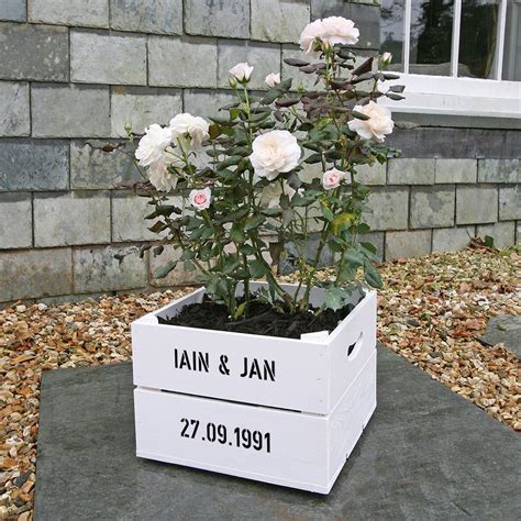 Personalised Anniversary Square Planter Crate By Plantabox Wood