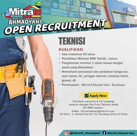 See more of mitra10 supermarket bahan bangunan on facebook. Lowongan Teknisi Mitra 10 Surabaya - Gibran Waluyo di Surabaya, 15 Oct 2020 - Loker | AtmaGo ...