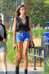 Kaia Gerber Leggy In Jeans Shorts Shopping In Malibu