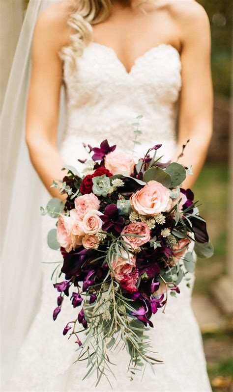 Maybe you would like to learn more about one of these? Blush and Burgundy Cascade bouquet for a fall wedding ...