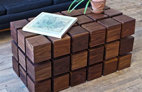 Black modular cube end table with drawer. Floating Magnetic Cubes Table