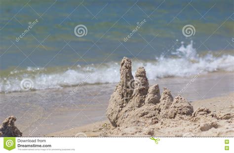 Built House Sand Castle With Towers On The South Shore Of The Sandy