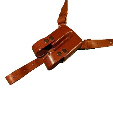 Colt 1911 Leather Horizontal Shoulder Holster With Double Magazine Ebay