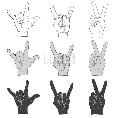 By caroline june 27, 2021, 10:26 am. Three Hand Signs Gestures Outline and Filled | HEBSTREITS ...