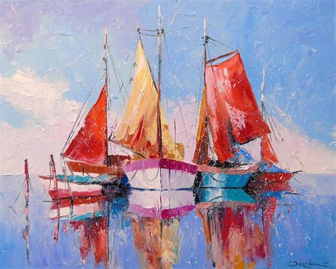 Sailboats Painting By Olha Darchuk