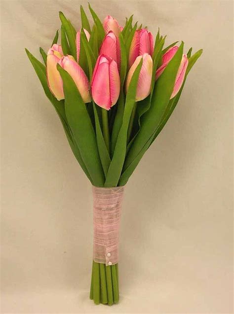 Pink Tulip Bridal Posy Bouquet Wedding Bouquets Silk And Artificial Wedding Flowers Small