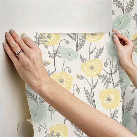 Jhs5027 Aqua Poppy Field Peel And Stick Wallpaper By Jen Hewett X