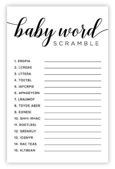 Our unscramble words cheat and our word scrambler are other options to. Free Printable Baby Shower Games - Volume 3 | Boy baby ...