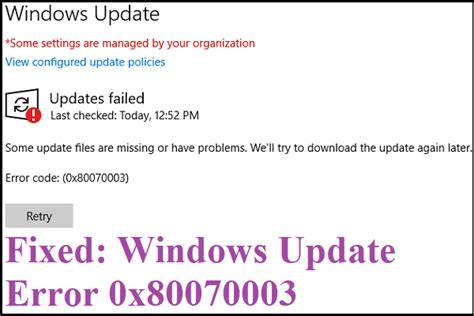 Full Guide To Fix The Windows Update Error 0x80070003 Internet Time
