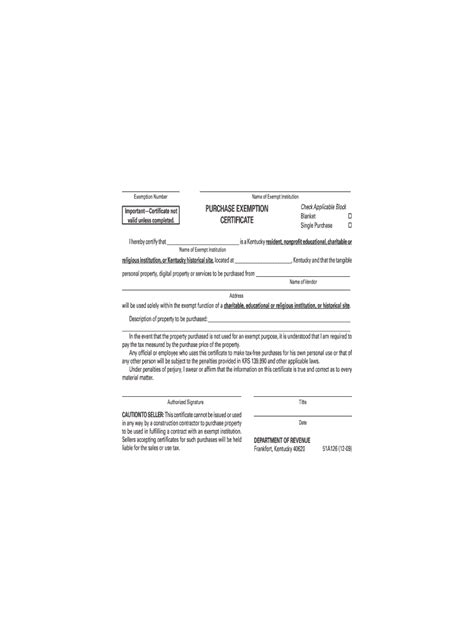 Kentucky Tax Exempt Form Fill Out And Sign Online Dochub