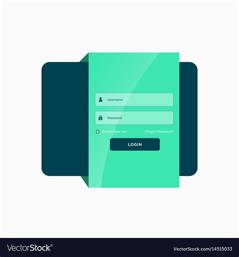 Flat Green Login User Interface Template Design Vector Image
