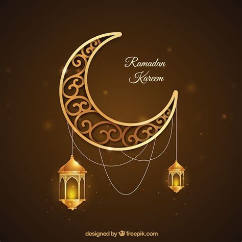 Ramadan Achtergrond Met Gouden Maan Premium Vector