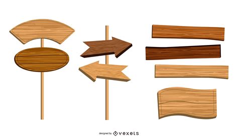 Wood Signs Vector Set Vector Download