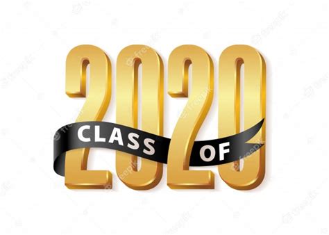 Premium Vector Class Of 2020 Gold Graduation 3d Logo With Black Ribbon