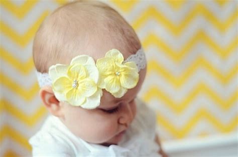 Items Similar To Light Yellow Flower Baby Headbandwhite Lace Baby