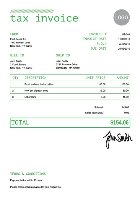 Tax Invoice Templates Quickly Create Free Tax Invoices