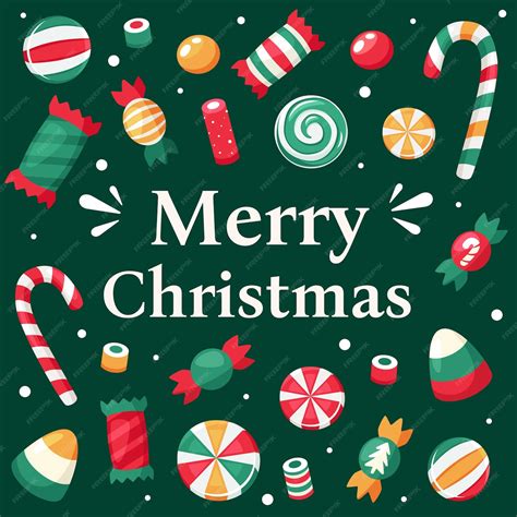 Premium Vector Merry Christmas Card Christmas Sweets And Candies