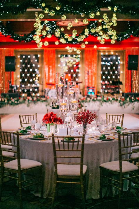 Festive Holiday-Themed Wedding Reception