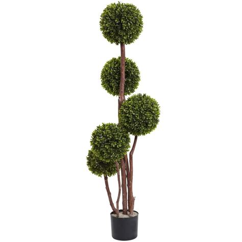Nearly Natural 4ft Boxwood Topiary X5 W420 Lvs Uv Resistant Indoor
