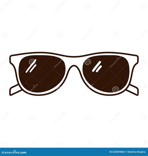 Sunglasses Outline Isolated Icon On White Background Summer Accessory Outline Fashionable